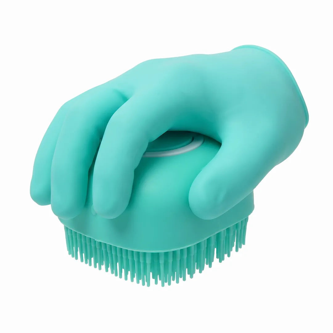 Silicone Pet Bath Brush with Shampoo Dispenser - ghost mannequin product shot
